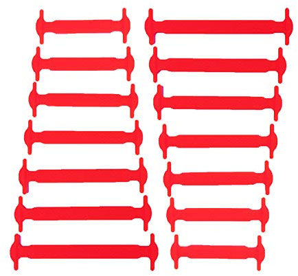 CCSOFTIME Gummi Schnürsenkel ohne Binden für Erwachsene,Wasserdichte Silikon Flache Elastische Schnürsenkel für Sneaker Stiefel Brettschuhe und Freizeitschuhe Rot