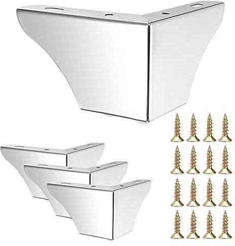 SUMNACON 4Pcs 7.5cm Metal Sofa Legs Wardrobe Leg Furniture Leg, Modern Solid Sofa Feet Cabinet Feet Table Legs for Replacement (Silver)