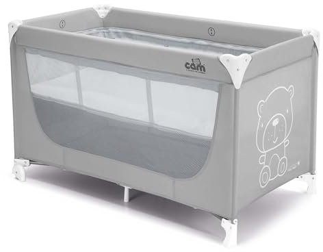 Baby Reisebett Pisolino | für 0-36 Monate | Teddy Grau | Kinderreisebett inklusive Matratze und Transporttasche