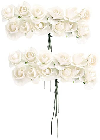 Milisten 144pcs Artificial Rose Tiny Roses for Wedding Artificial Plants Paper Crafts Silk Flower Bouquet Artificial Paper Mini Flower Bouquet Small Paper Rose Candy Box White Bride Flowers