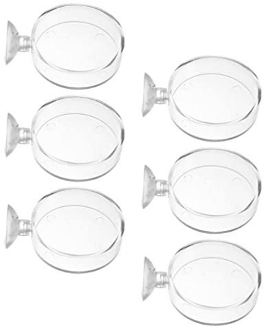YARNOW 6 Stück Garnelen- Futterschale für Aquarien Klare Fischbecken- Futterschalen Runder Garnelen- Futterspender mit Saugnapf 6 5 cm