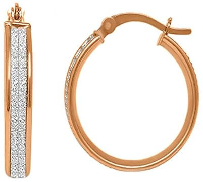 Diamant schliff Creolen für Frauen Mädchen, 925 Silber Ohrringe rosevergoldet Ohrringe kleine Creolen Ohrringe