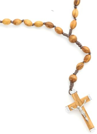 Rosenkranz aus Olivenholz mit Wasser de Lourdes – Rosenkränze aus Holz – katholischer christlicher Kult aus Olivenholz, Olivenholz