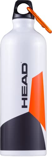 HEAD® Borraccia in Alluminio 750 ml con Tappo in Plastica e Moschettone in Metallo, Arancione-Nero