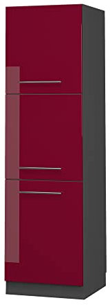 Vicco Meuble pour Four Fame-Line, Rouge Bordeaux Haute Brillance/Anthracite, 60 cm