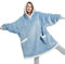 BEDSURE Hoodie Decke mit Ärmeln und Kapuze - Kuscheldecke mit Ärmeln Sherpa Kuschelpullover Damen als Geschenke für Frauen, Hellblau, 110x90cm
