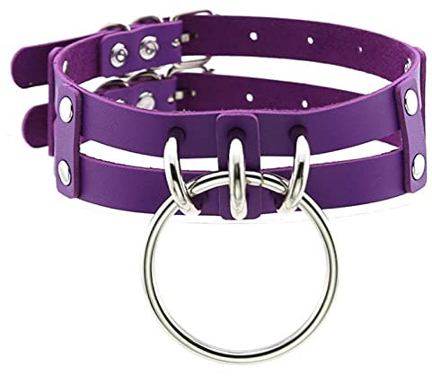 Punk Sexy Halsband Steampunk Halsketten für Damen Herren lila Gothic Choker Runde Anhänger Ketten Halskette Gothic Egirl Schmuck CJSZZ32-31