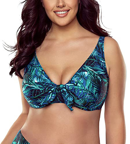 VIVISENCE Bikini Oberteil Damen Bügel Schleife Formend Stützfunktion 3203, Türkis,80C