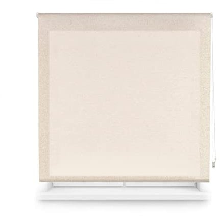 Decorblind | Transparentes Rollo, Leinenstruktur, Maße Rollo: 80 x 200 cm Breite x Länge/Maße Stoffstruktur: 77 x 195 cm, lichtdurchlässiges Rollo, Farbe Beige, einfache Montage an Wand oder Decke