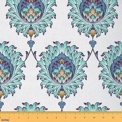 Bohemian Exotic Style Stoff von The Yard Aquarell Lotus Blume Pflanze Indoor Outdoor Polsterstoff Psychedelic Unregelmäßiges Muster Stoff,92x150