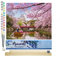 Figured'Art Malen Nach Zahlen Erwachsene Mit Rahmen Kirschblüten am Fluss in Japan - Paint by Numbers Basteln DIY Bastelset 40x50cm Mit Keilrahmen (nicht gespannt)