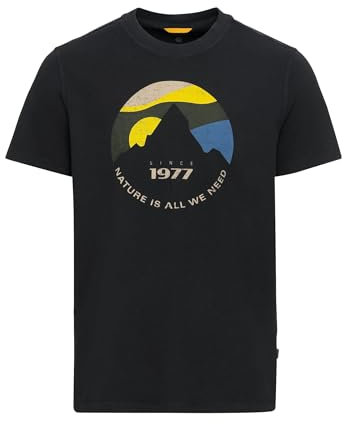 camel active Herren Jersey T-Shirt aus nachhaltigem Organic Cotton Schwarz, Menswear-L