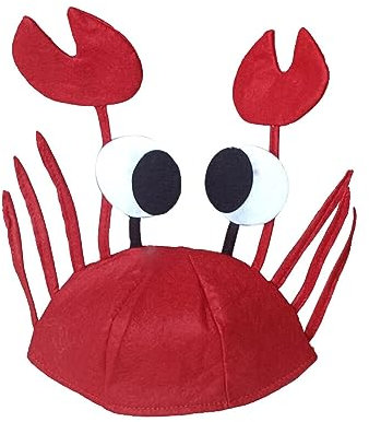 Surakey Krabben Hut Rot Kostüm Ausgefallene Hüte Lustig Krabben Mütze Plüsch Tier Hut Ohrenschützer Mützen Kopfbedeckung für Kinder Frauen Herren Erwachsene Halloween Weihnachten Party Kostüm Zubehör
