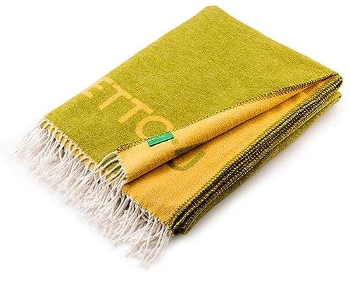 UNITED COLORS OF BENETTON. - Ultraweiche Decke – 60% Baumwolle, 40% Acryl – 320 g/m², 140 x 190 cm, Grün und Gelb, Regenbogen
