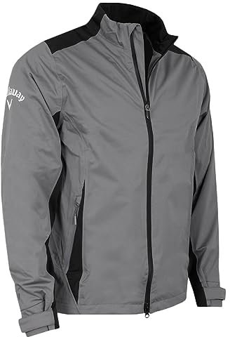 Callaway - Golf Waterproof Jacket for Men, Stormlite II Breathable Full Zip Coat with Stretch, Adjustable Cuffs and Lightweight (Quiet Shade Grey)