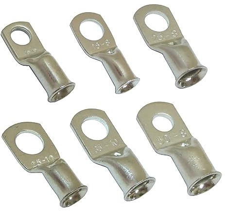 KafTon 10x Copper Tube Terminals 6mm to 95mm Cable Welding Crimp Terminal Ring Lug Battery Starter (16mm² - 5mm)