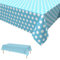Blau Polka Dot Tischdecke,Geburtstag Tischdecke Blau Weiß Einweg Tischdecke aus Kunststoff Wasserdicht Plastik Bierbank Tischdecke Geburtstag Dekorationen für Jungen Mädchen 137 * 274cm