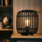 Lightbox Tischlampe mit 27 cm - Boho Tischleuchte mit Schalter - E27, max. 60 W - aus Bambus/Metall - in Holz Dunkel/Schwarz