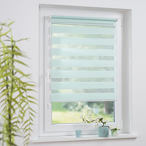 Klemmfix- Duorollo, Doppelrollo mit verstellbaren Klemmträgern, Montage ohne Bohren, Breite: 45 cm/Höhe: 160 cm, Farbe: pastellgrün