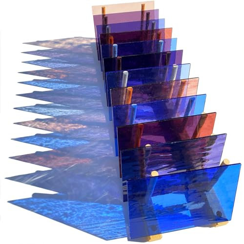 PALJOLLY Glasmosaikfliesen für Projekte (blau + lila gemischt) 12 Bögen für Kathedralenkunst, 15,2 x 10,2 cm