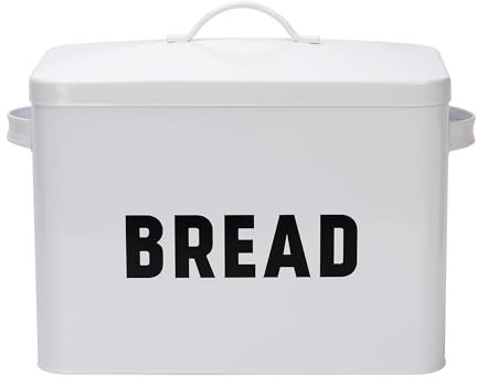 simpa Classic Vintage Inspired Large White Metal Bread Bin