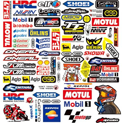 3 Stück Motorrad Sticker set Tuning Aufkleber Skateboard Stickersracing Moto Motocross Stickers Kit geeignet für Motorrad Skateboard Auto Rollerhelm und Motocross Aufkleber Sticker(Typ D)