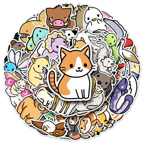 Various Cartoon Animals(Dog Goose Cat) Stickers for Boys Girls Kids Teens, Waterproof Vinyl Stickers for Phone Laptop Flasks Water Bottle Luggage Cup Bike Notebook, Cute Decals Pack[Animals -50Pcs]