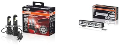Osram NIGHT Breaker H4-LED; bis zu 230 Prozent mehr Helligkeit & LIGHTBAR SX180-SP, LED Zusatzscheinwerfer für Fernlicht, Spot