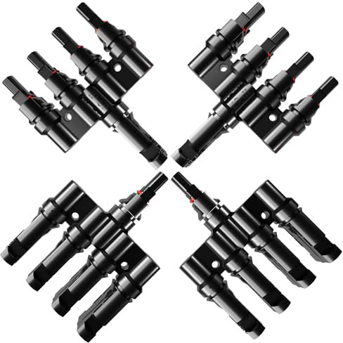 TOMSHIELE Solarpanel T-Stecker Solarpanel T-förmige Solarabzweigung FMMMM + MFFFF (2 Paar) für parallele Verbindung zwischen Solarmodulen