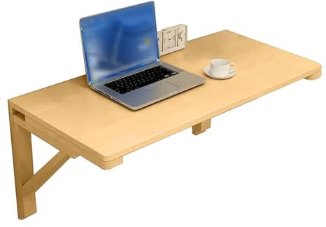 Gaommini Klapptisch aus Holz zur Wandmontage – L40 60 70 80 90 100cm, schwebender, klappbarer Frühstücks-Bartisch, herunterklappbarer Arbeitstisch, Computertisch (Size : L90xW30cm/L35xW12in)