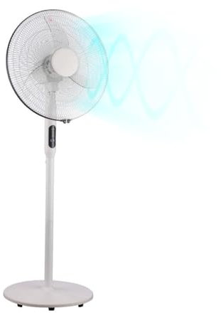 Wintem Ventilatore da Pavimento con 3 pale - Ventilatore a Piantana 50 cm, 3 Velocità, Oscillazione e Altezza Regolabili, 60W, 73-103-133x50cm, Bianco