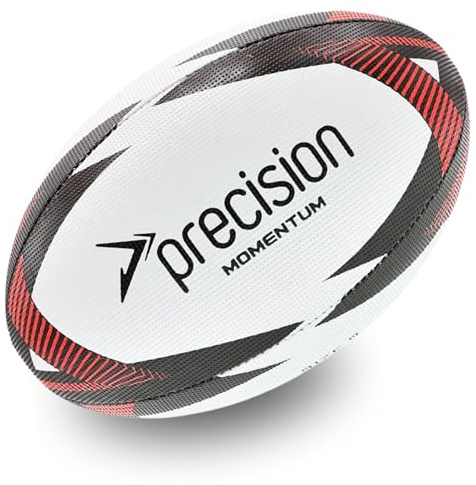 Precision Momentum Rugby-Trainingsball, Premium-Gummi, handgenäht, Allwetter-Griff, extra stark, ideal für Vereine und Schulen
