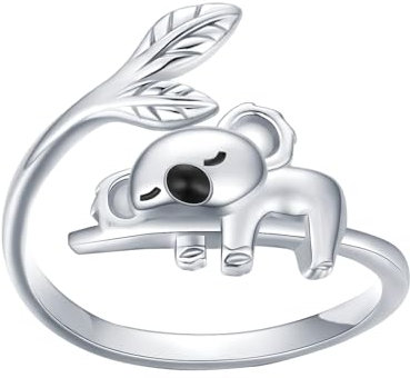 DkakoJew Lovely Koala Form Ring, Justierbarer Offener Größe für Frauen Teen Girls, Bestes Geburtstagsgeschenk