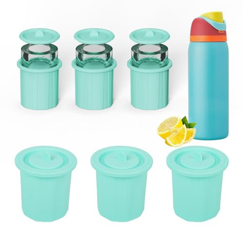 Ice Cube Tray for Owala FreeSip,3 Silicone Ice Cube Maker With Lid for Tumbler,Water Bottle for Chilling Whiskey, Cocktails, Drinks, Coffee, Easy Fill and Release Hollow Cylinder Ice Molds (Green)