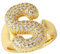 AILYFIRMO Bubble-Buchstabenring, Goldener Bubble-Buchstabenring, 14 Karat vergoldet, exquisiter Pavé-Buchstabenring aus Zirkonia, offener Damen-Zirkon-Buchstabenring (S)