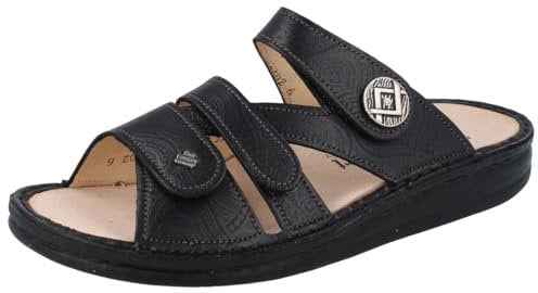 Finn Comfort Agueda Damen Pantoletten schwarz Arabesque Glattleder