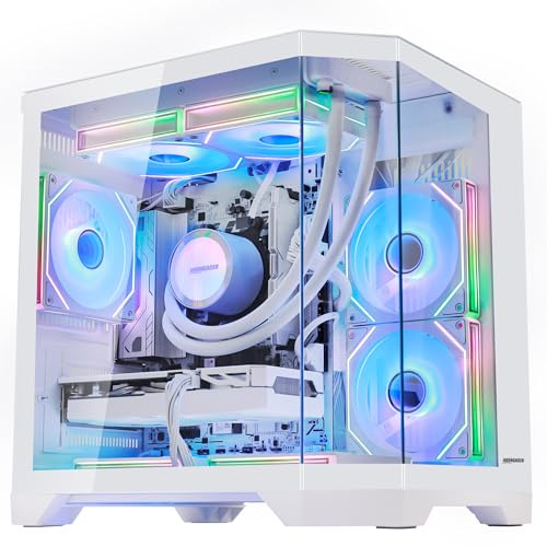 HOENGAGER Ocean of Stars Gaming PC -AMD Ryzen 7 7800X3D 4.2 GHz, RTX 5060 8G, 32GB DDR5 RAM 6000MHz, 1TB PCIe +1TB SATA SSD, 11AC WiFi, Windows 11 Pro 64-bit -White