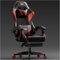 HLFURNIEU Silla Gaming Ergonómica, Silla Gamer con Reposapiés y Soporte Lumbar, Silla Ordenador con Spring Cushion, Sillon Gamer Altura Regulable, Respaldo Ajustable, Cadeira Gaming Negro y Rojo