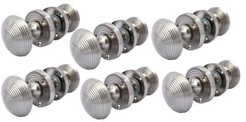 Epsom Door Handle Satin Nickel Round Door Knob Set - Reeded Style Sprung Internal External Door Knobs for Mortice Locks Sets 6