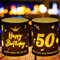 Xialvyu 50 Geburtstag Deko Frau Mann,12 Stück Windlicht Tischdeko 50 Jahre Happy Birthday Tischdekoration,Stimmungsvolle Deko 50.Geburtstag Männer Geschenk,Geeignet für Teelichter Kerzen Schwarz