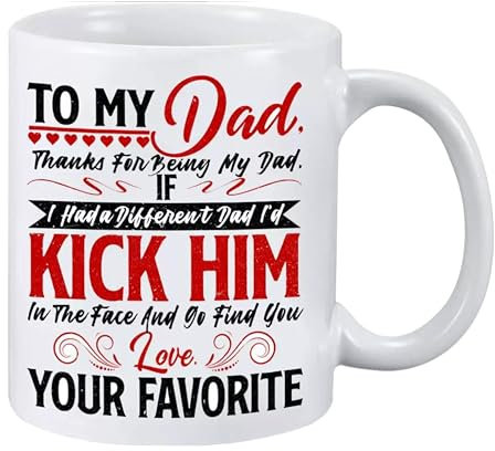 eBoutik - Father's Day Coffee Mug - Novelty Gift for Dad, Grandad, Papa, Birthday Present from Son and Daughters (Thanks for Being My Dad)