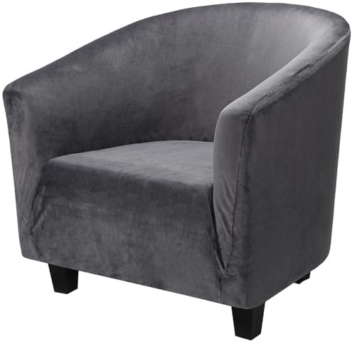 Segus Sesselbezug für Cocktailsessel, 1 Stück Modern Club Chair Stretch Sesselhusse, Universal Sofabezug für Einzelsofa, Abnehmbar und Waschbar, Sesselbezüge für Clubsessel (Dunkelgrau, Samt)