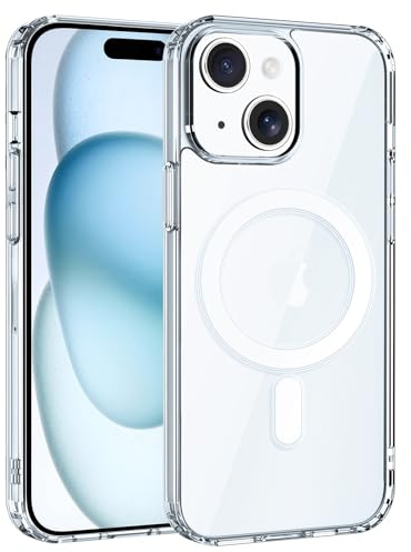 Exsight Magnetisch Hülle für iPhone 15 Plus 6,7 Zoll Kompatibel mit MagSafe, Starke Magnetkraft, Militär-Grade Stoßfeste und Kratzfest, Klare Dünne Silikon Case, Magnetische Handyhülle, Durchsichtig