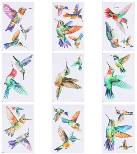 Anseom 25 Pezzi Adesivi per Finestra Uccelli Anti Collisione Adesivi a Finestra Adesivi per Finestra a Colibrì Primaverile Estate Decalcomanie per Finestre Decalcomanie di Uccelli per Finestre