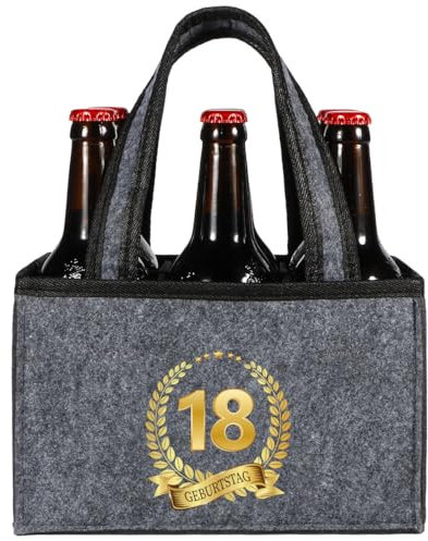KHstylehoo Geschenk 18. Geburtstag Junge, 18 Geburtstag Junge Flaschentasche 6 Flaschen, Geschenk Zum 18 Geburtstag, 18 Geburtstag Mann Flaschenträger, Männerhandtasche Bier
