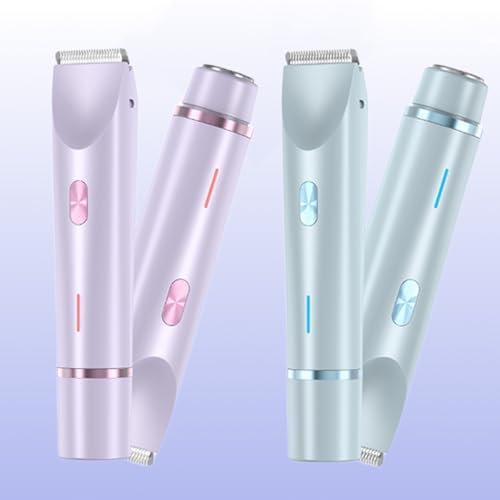 GleamGlide 4.0: 2-in-1 Glatter Rasierer, Haybly Rasierer, Shinyshave das Original 2-in-1 Rasierer & Trimmer Damen, Wasserdicht Elektrische Intimrasierer für Frauen (Blau+Lila)
