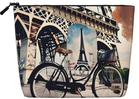 Romantica Torre Eiffel Torre Eiffel Stampa Ciclismo Singolo Strato Artificiale Canapa Borsa per Cosmetici Castello Borsa per Cosmetici Accessori da Donna, Nero, Taglia unica, Nero, Taglia unica, Nero