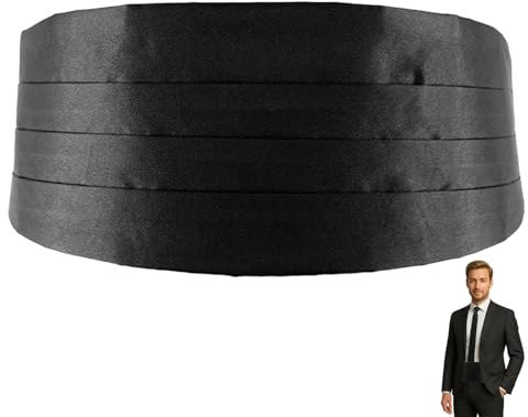 Huybaa Ceinture de Smoking Homme, 1 Pièce Ceinture en Satin Noir Réglable pour Homme pour Chemise de Costume de Smoking