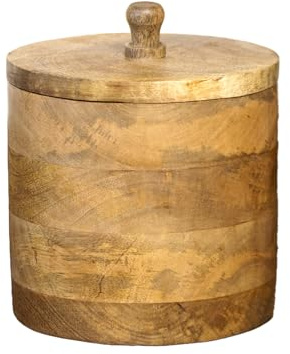 Darthome Mango Wooden Decorative Storage Pot with Lid 15x16x15cm (1)