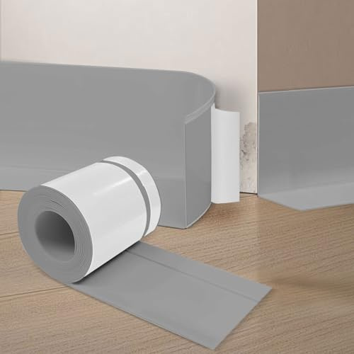 YushengTai Grau Sockelleiste Selbstklebend 70 mm x 20 mm x 6 m | PVC‑Material Weichsockelleiste Selbstklebend, Wasserfest, Starke Klebekraft, Sockelleisten für Küche und Bad